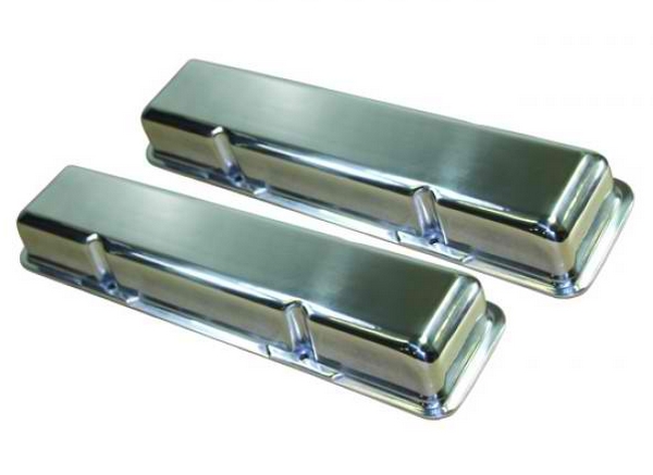 SBC Valve Covers Smooth W/O Hole Short (Polished Alum)